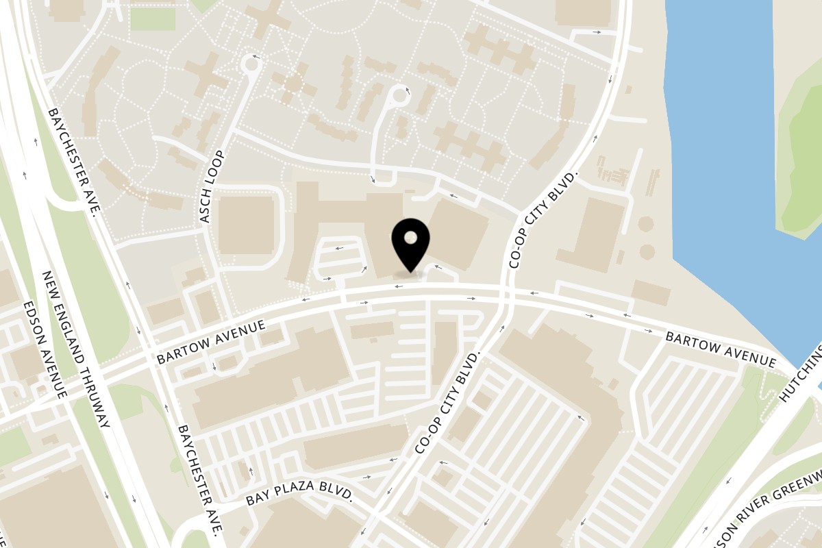 Map showing the location of Sangria Cafe on 2085 Bartow Ave in Bronx